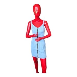 Haute Monde Light Blue Zip-Up Dress